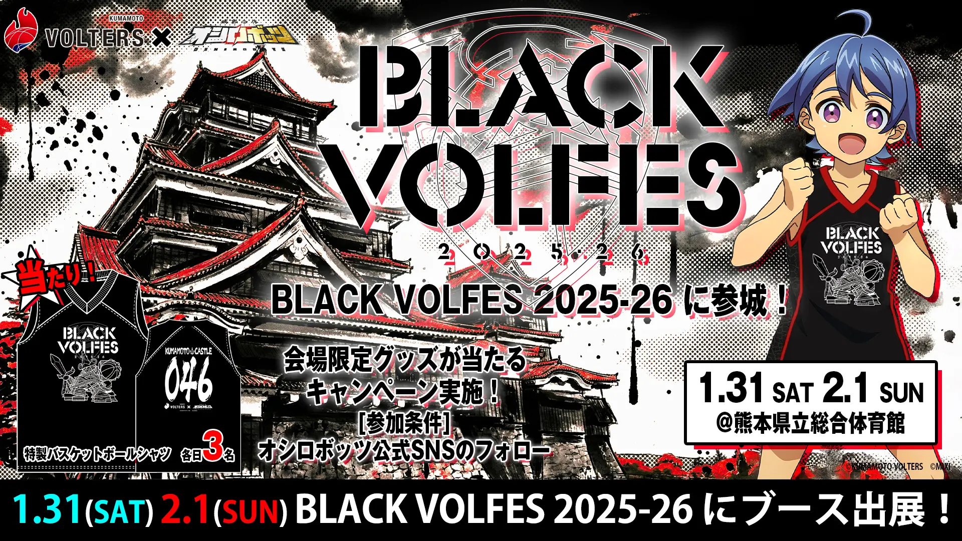 KUMAMOTO VOLTERS × 城郭合体オシロボッツ1月31日（土）～2月…